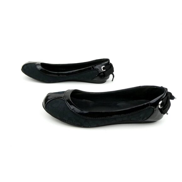 Coach Black Canvas & Patent Leather Ballet Flats Womens Size 6.5 - Picture 4 of 11